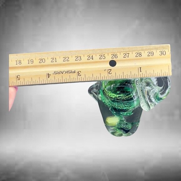 Kerry Glass Elephant Figurine Paperweight Clear Green Swirls Ireland Glass - Picture 6 of 16